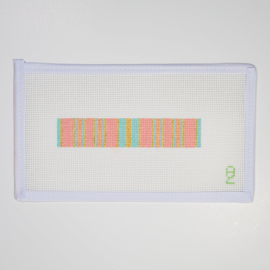 Pink Ticking Needlepoint Fob