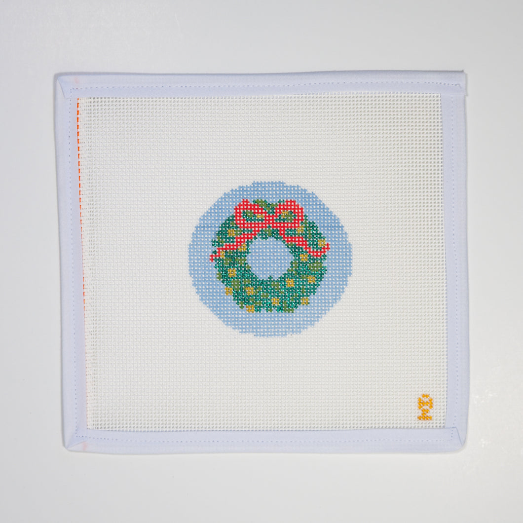 Custom Christmas Wreath Needlepoint Canvas
