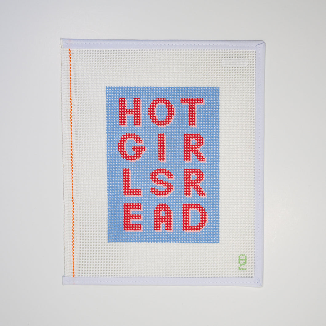 Hot Girls Read Blue Needlepoint Canvas
