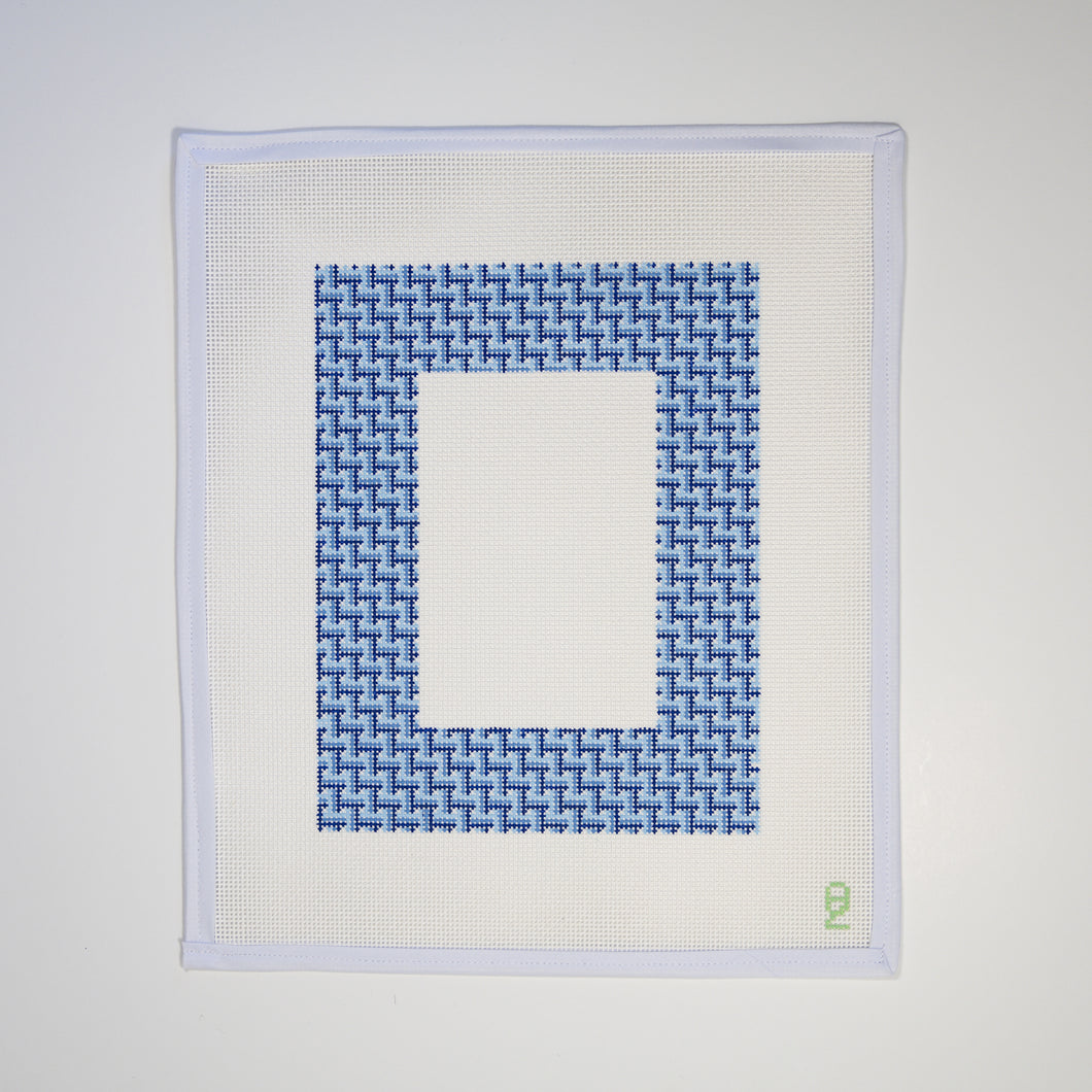 Blue Ombre Basketweave Needlepoint Frame