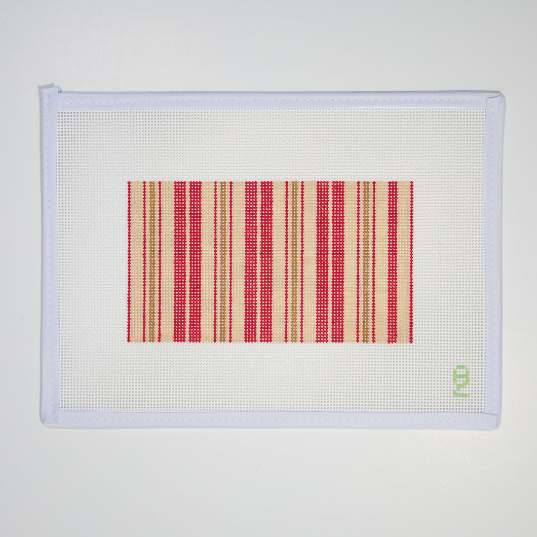 Red Ticking Needlepoint Glasses Case