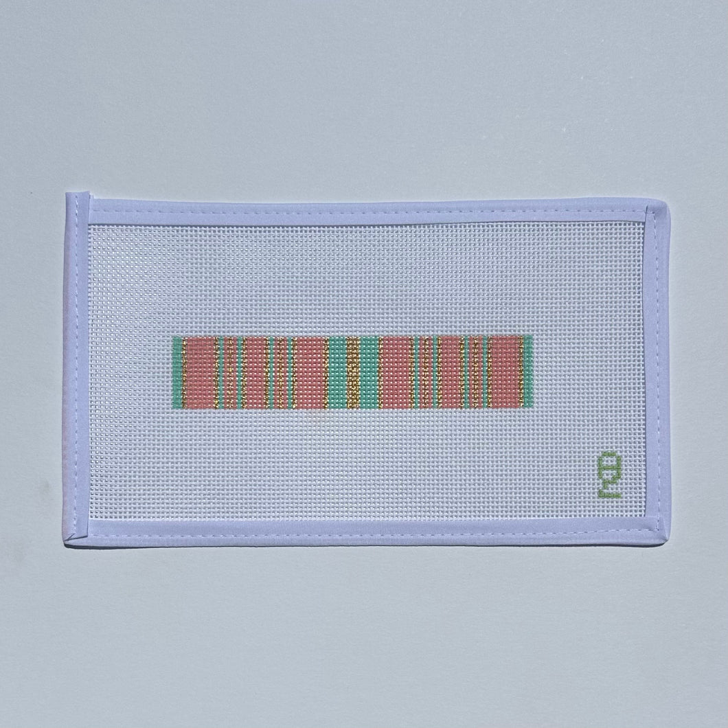 Pink Ticking Needlepoint Fob