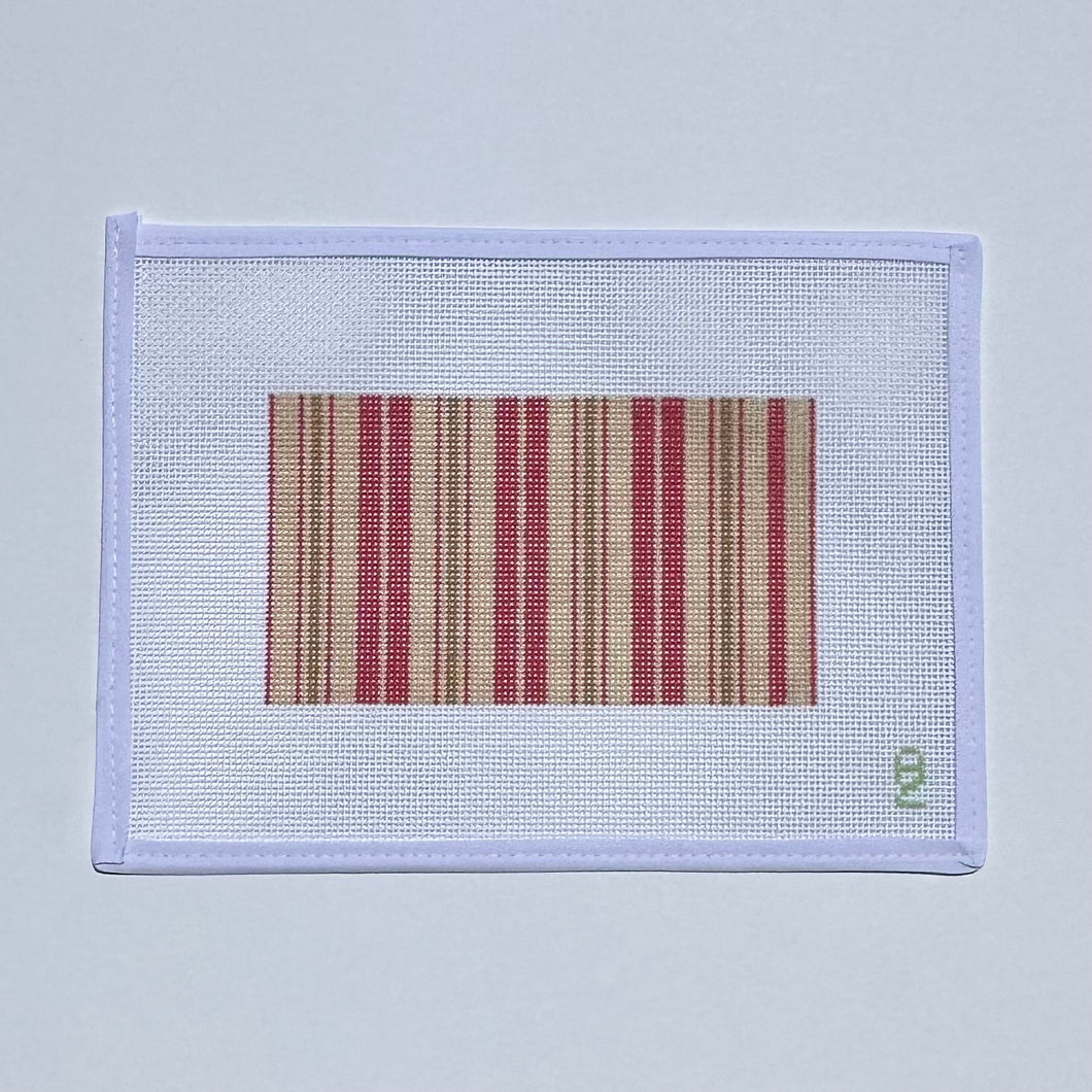 Red Ticking Needlepoint Glasses Case