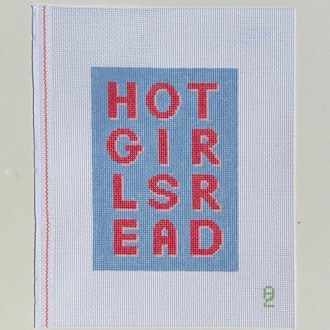 Hot Girls Read Blue Needlepoint Canvas