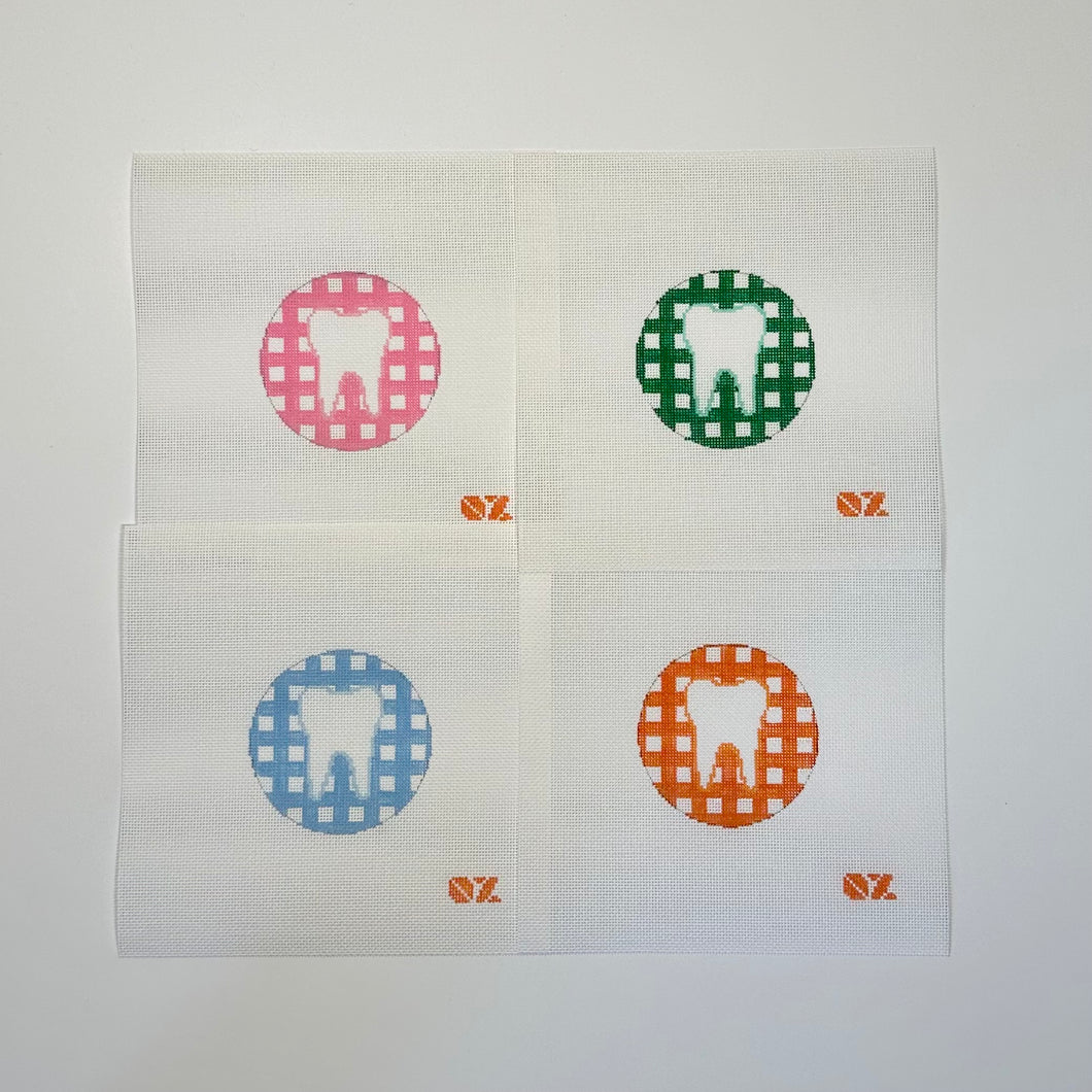 Gingham or Stripe Tooth Needlepoint Ornament
