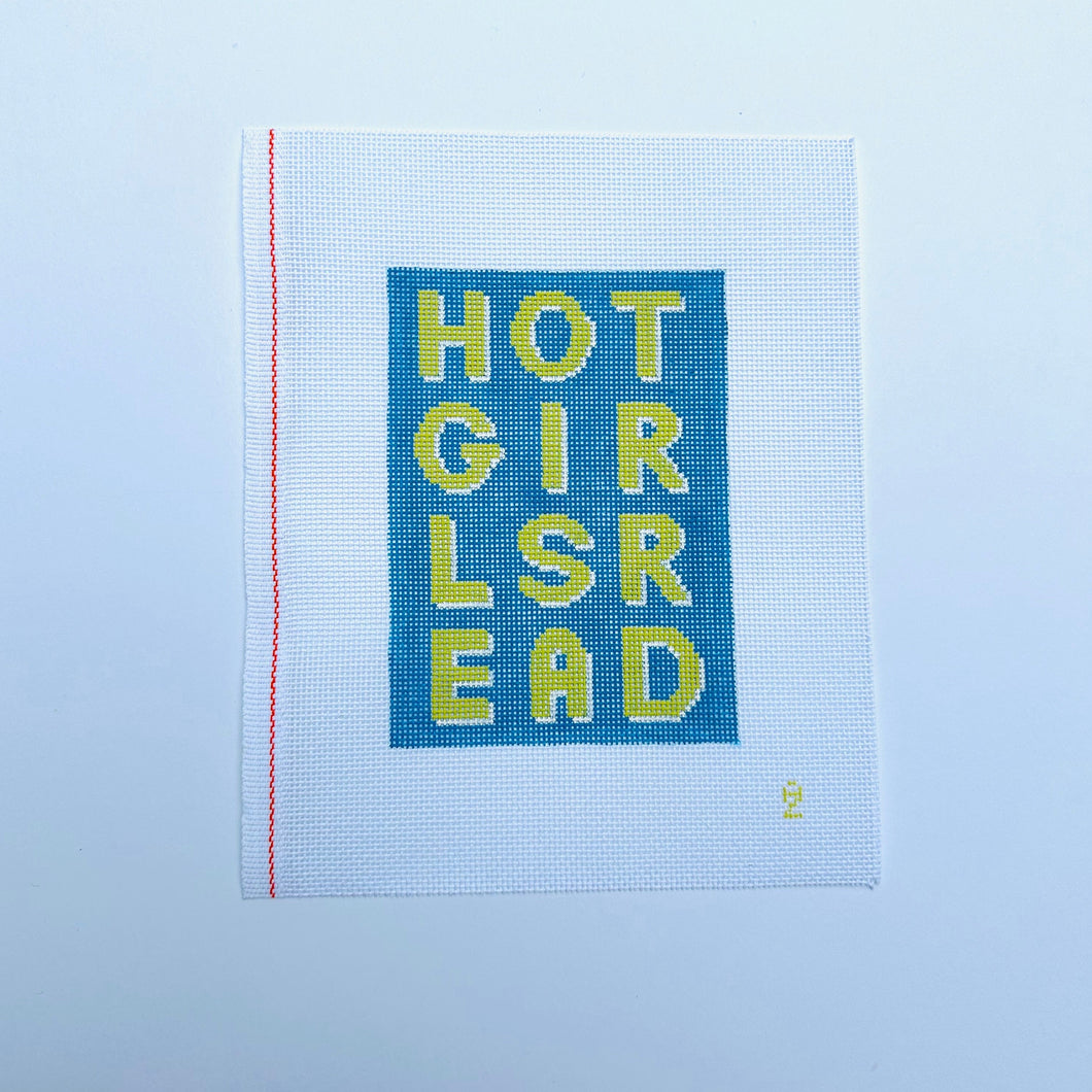 Hot Girls Read Blue Needlepoint Canvas
