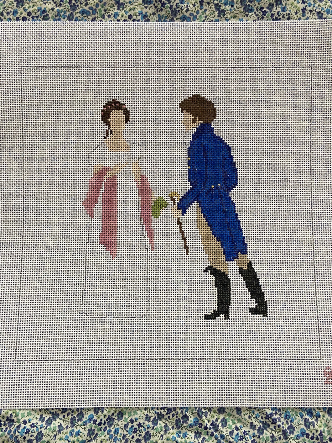 Regency Couple Pillow Needlepoint Canvas
