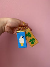 Load image into Gallery viewer, Start-to-Finish Tumbling Shamrock Needlepoint Fob
