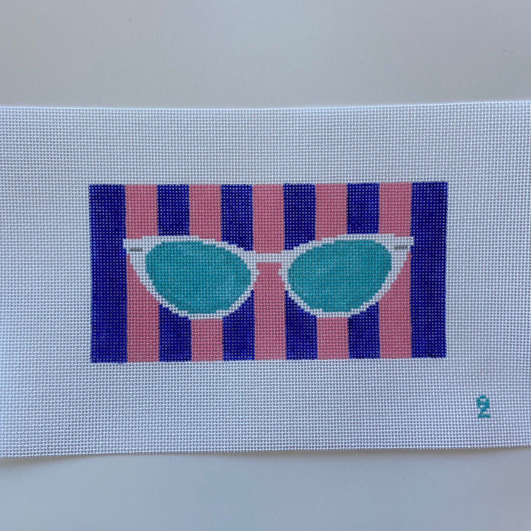 Midge Striped Glasses Case Needlepoint Canvas