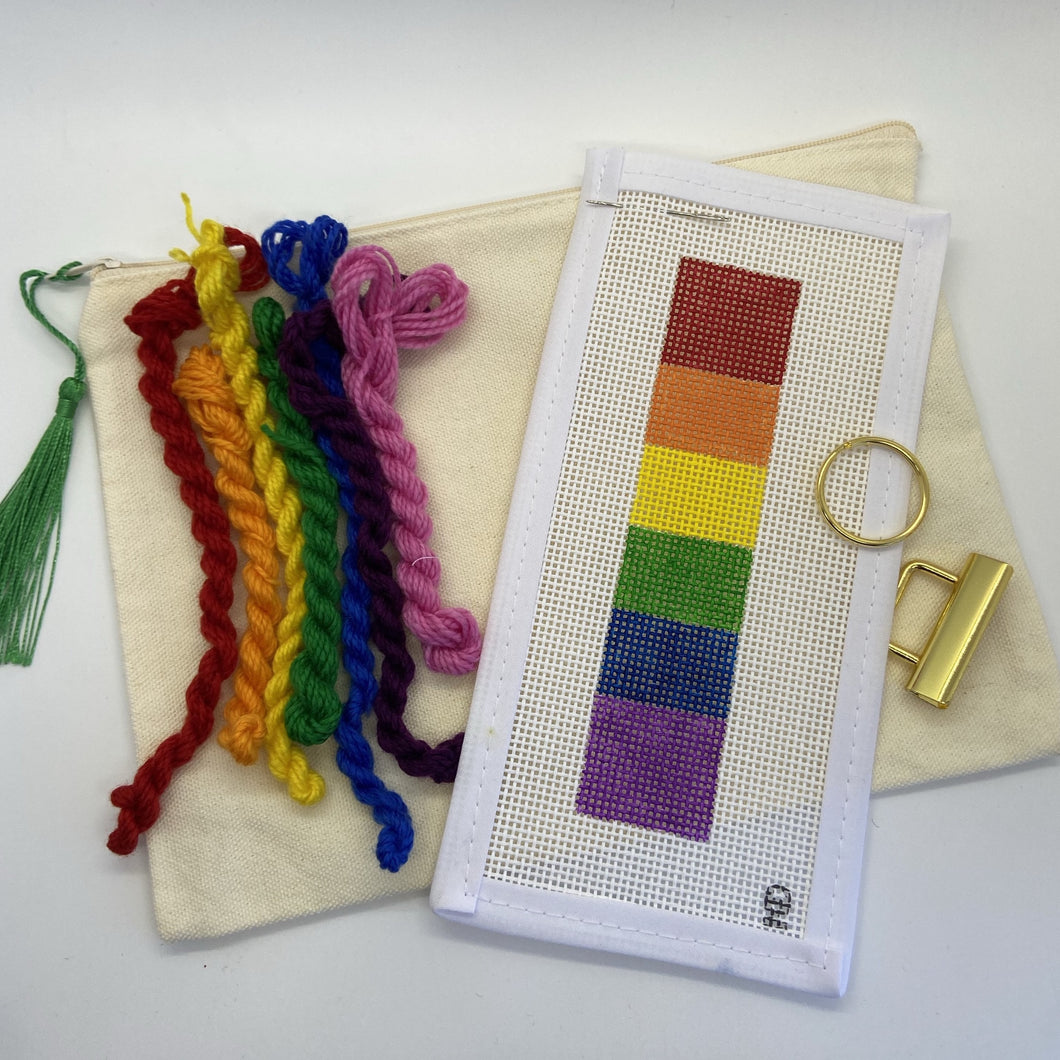 Start-to-Finish Rainbow Pride Needlepoint Fob